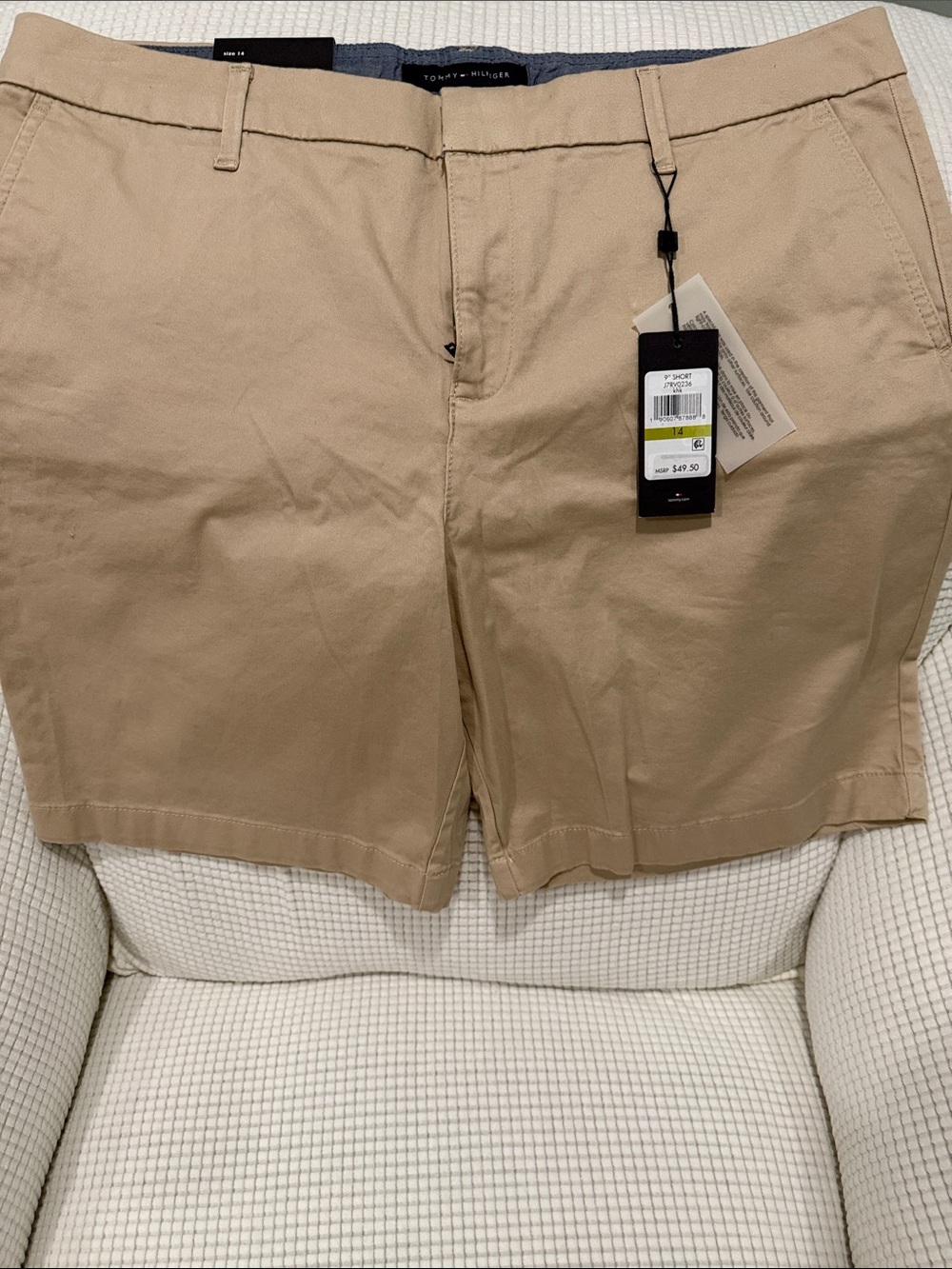 Tommy Hilfiger Tan Flat-Front Shorts
